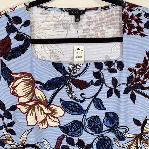 Talbots Ottoman Square Neck Shell Sleeveless Verdant Botanical Ribbed Women’s XL - Picture 3 of 7